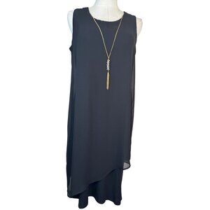 NWT JM Collection XS  Black Sleeveless Asymmetrical Overlay Dress Polyester